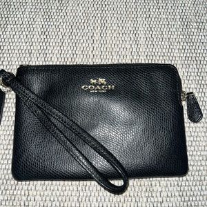 Coach leather black wristlet